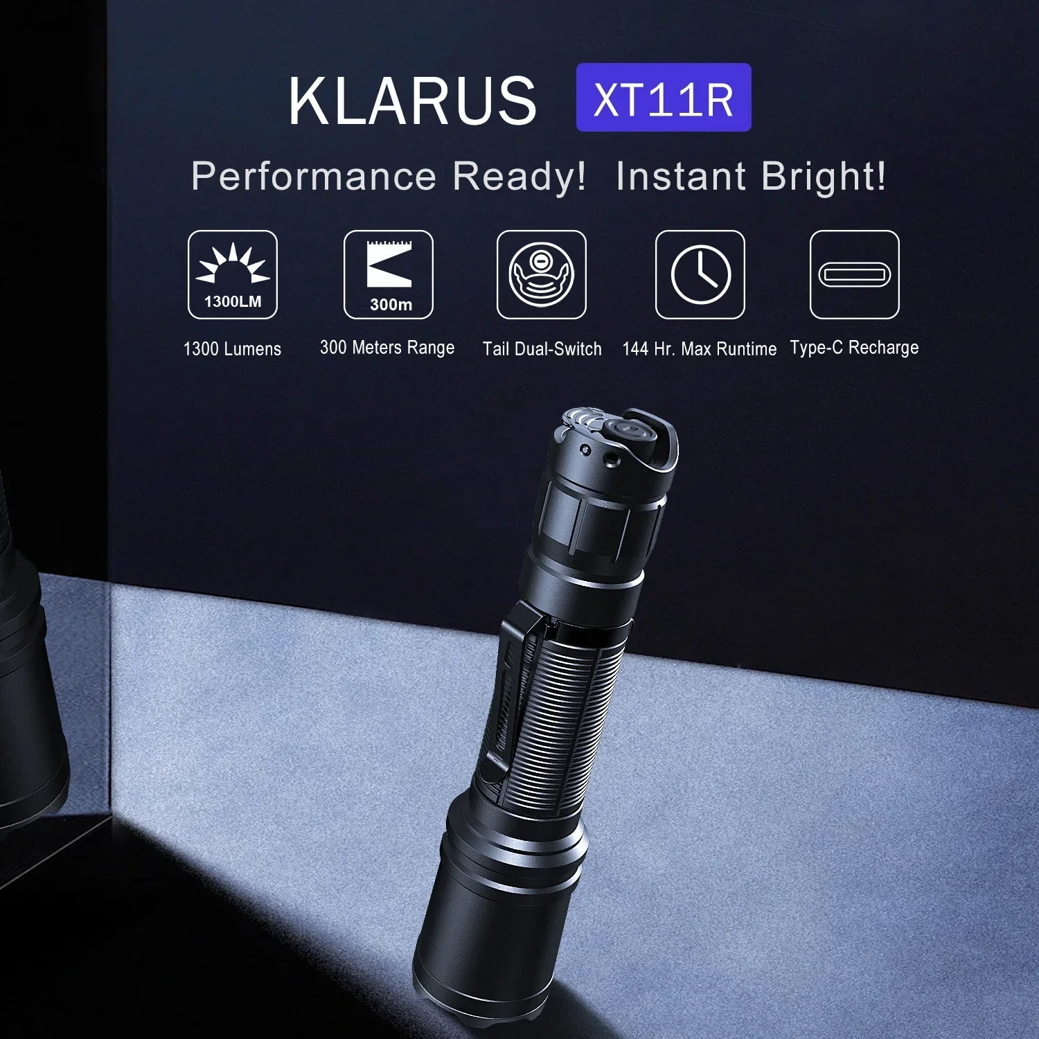 Klarus XT11R Senter Taktis Kuat LUMINUS SST-40 1300lm 18650 Lampu Senter Isi Ulang dengan Baterai 18650 untuk Berkemah