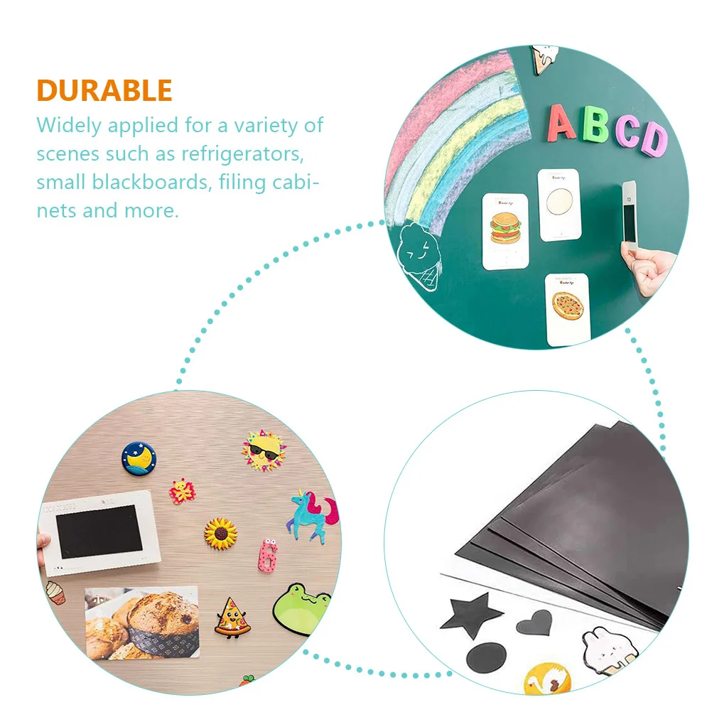 5Pcs Magnetic Sheets DIY Self Adhesive Flexible Fridge Magnet Sheets Sticky Magnets for Refrigerator Blackboard