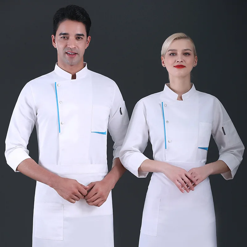 Chef Overalls Men's Long Sleeve Autumn and Winter Clothes Restaurant Chef Clothing Hotel Catering Kitchen Cook Clothes