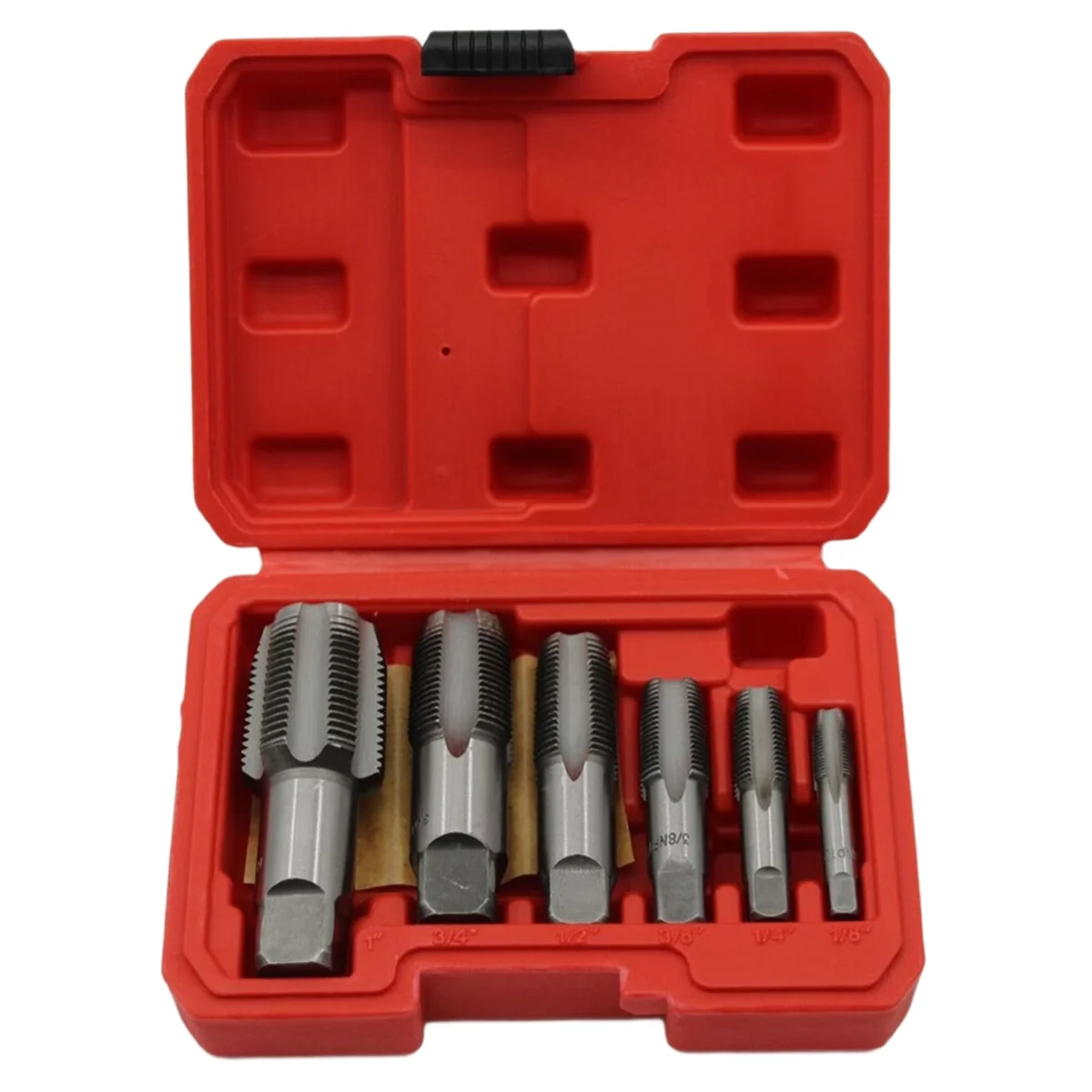AA25 6 Pcs NPT Pipe Tap Set Threading Plumbing NPT Tap Set with Storage Case Thread Tapping Tool Kit