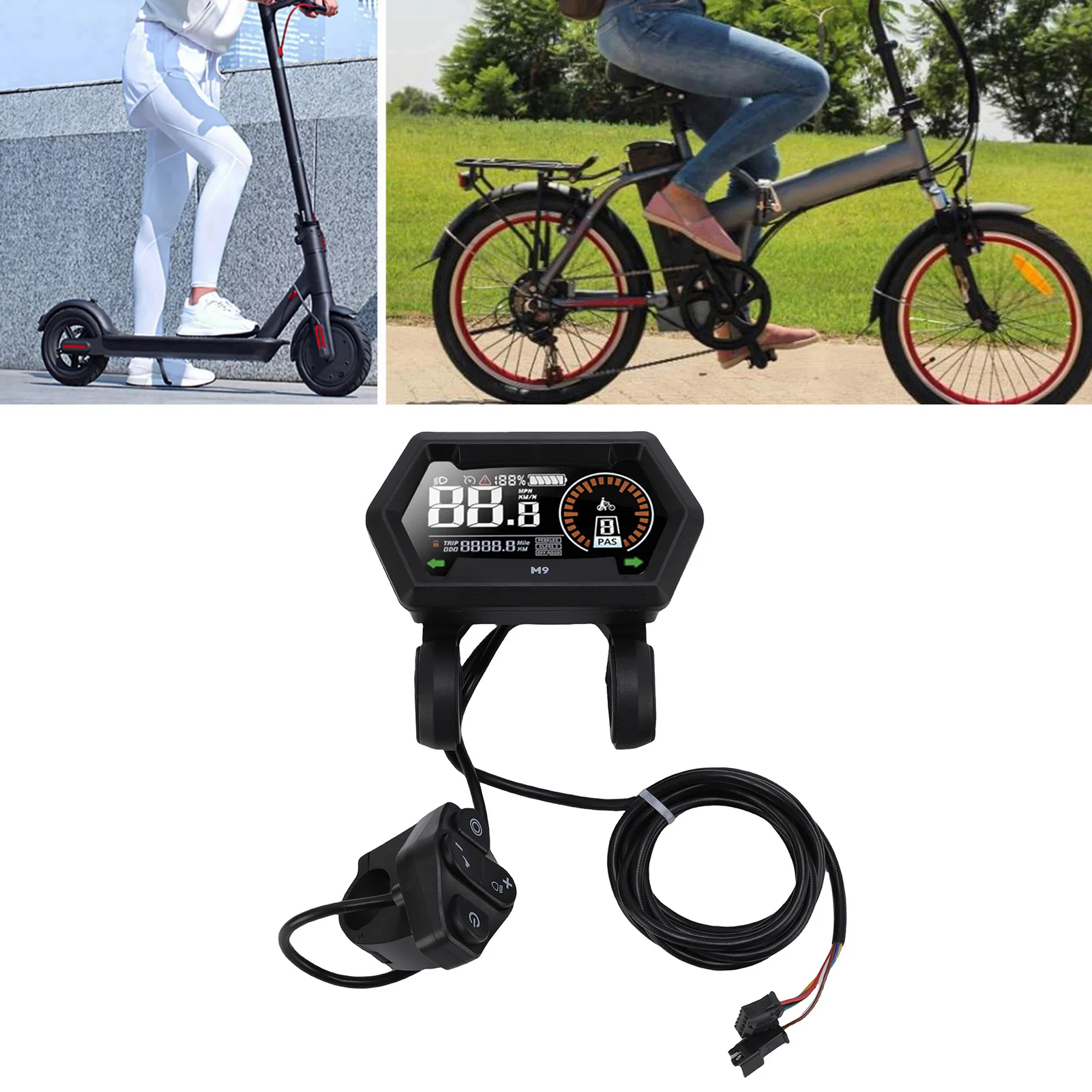 

Electric Bike LCD Display Panel Robust ABS Shell Ergonomic External Buttons Electric Scooter LCD Display for Upgrade