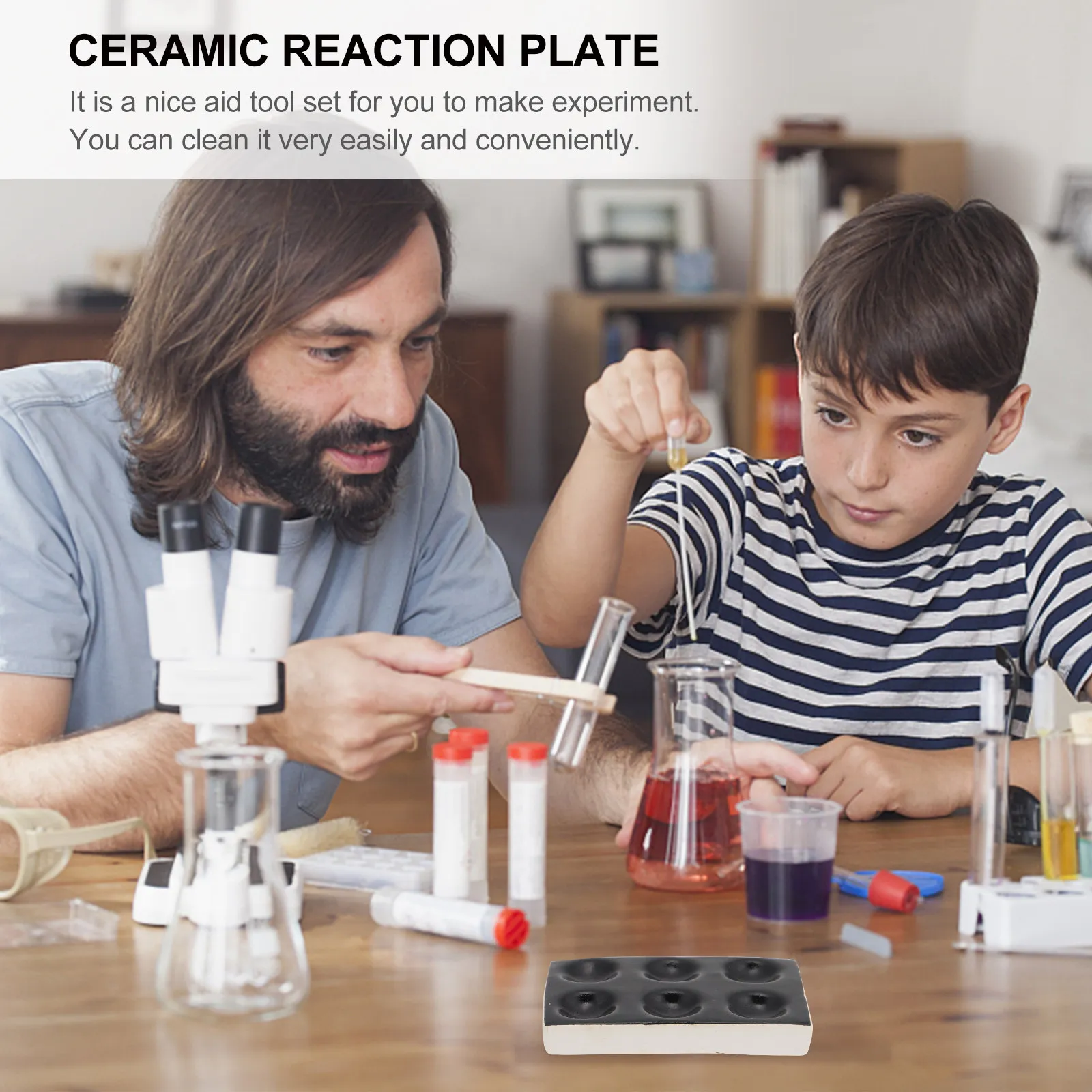 1Pcs Ceramic Reaction Plates 6 Hole Porcelain Experiment Boards for Laboratory Chemistry Teaching Reaction Gadget