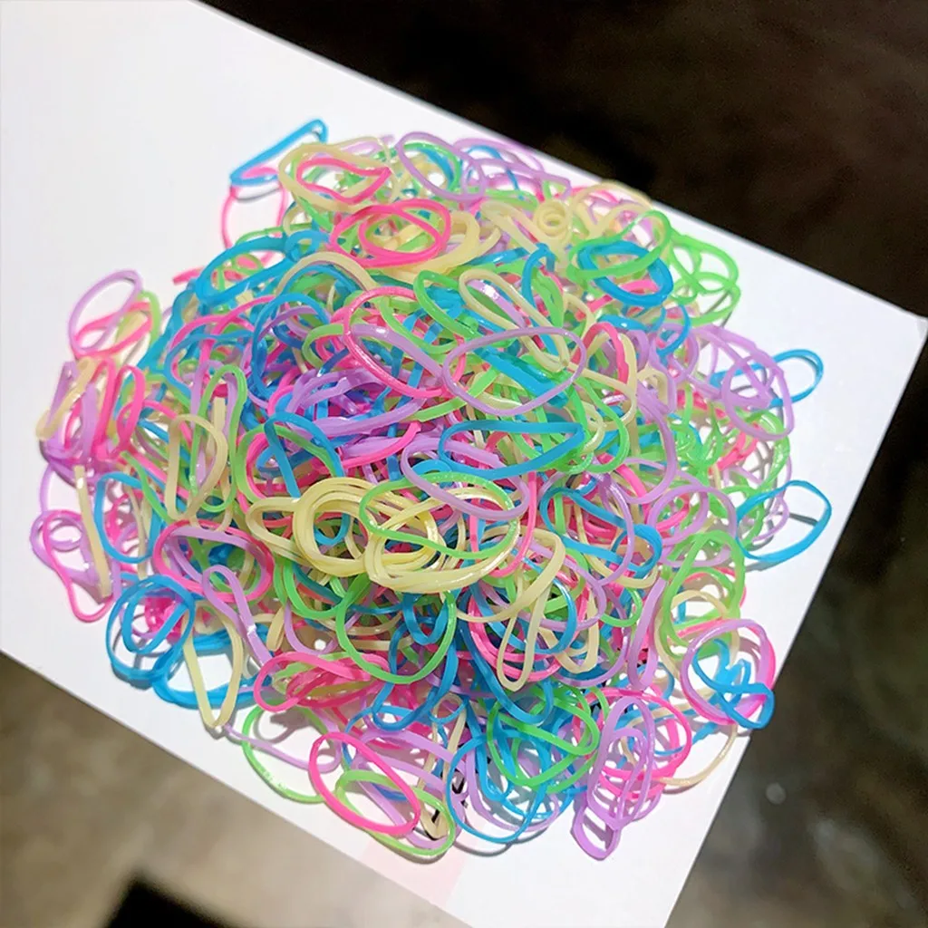 1000 / Pack Girl Colorful Fashion Disposable Rubber Band Elastic Hair Band