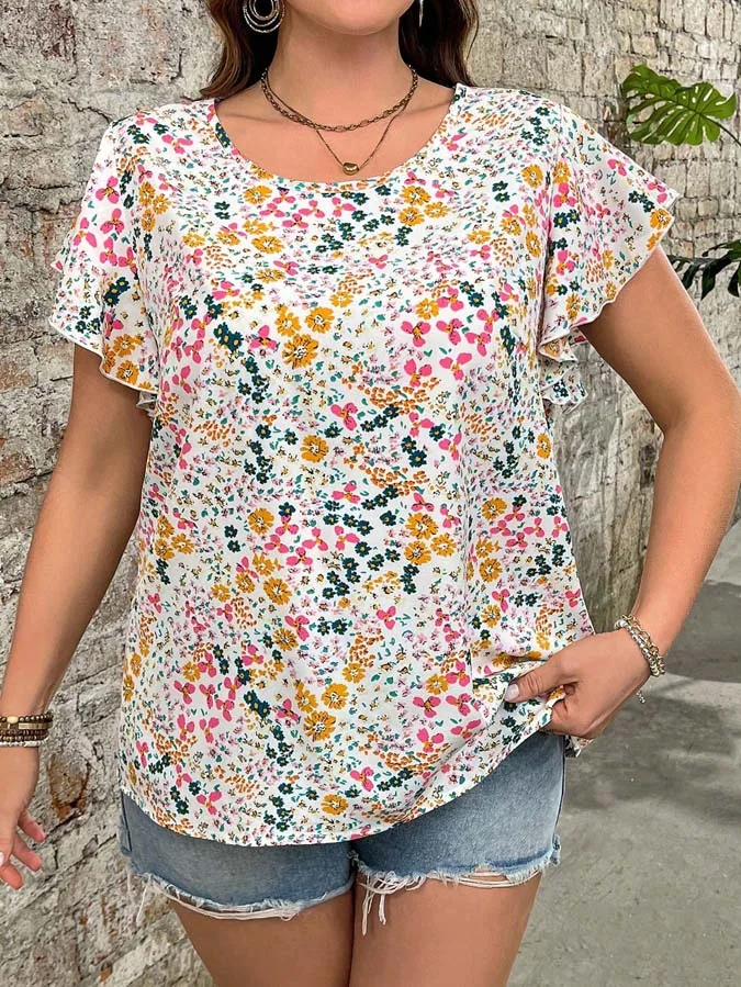 

Женская повседневная пригородная рубашка больших размеров с цветочным принтом