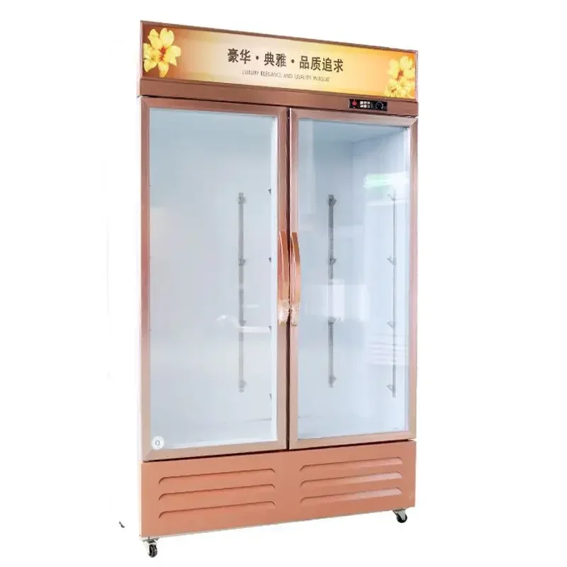 Commercial Rose Aluminum Alloy Beverage Cabinet Refrigerated Beer Cabinet Store Cold Cabinet Air-Cooled Glass