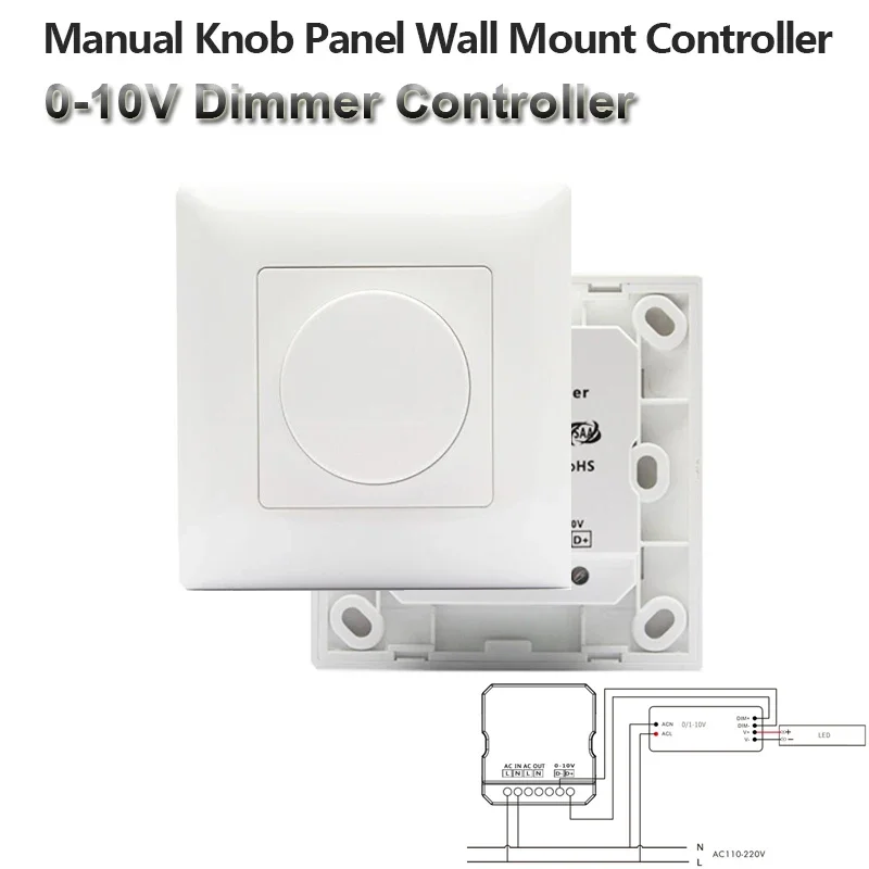 0-10V LED Dimmer Modul 220V 230V AC Relais Ausgang Knopf Panel Wand Halterung Dimmer Schalter 1 Kanal Dimmen Dreh Panel max.3A