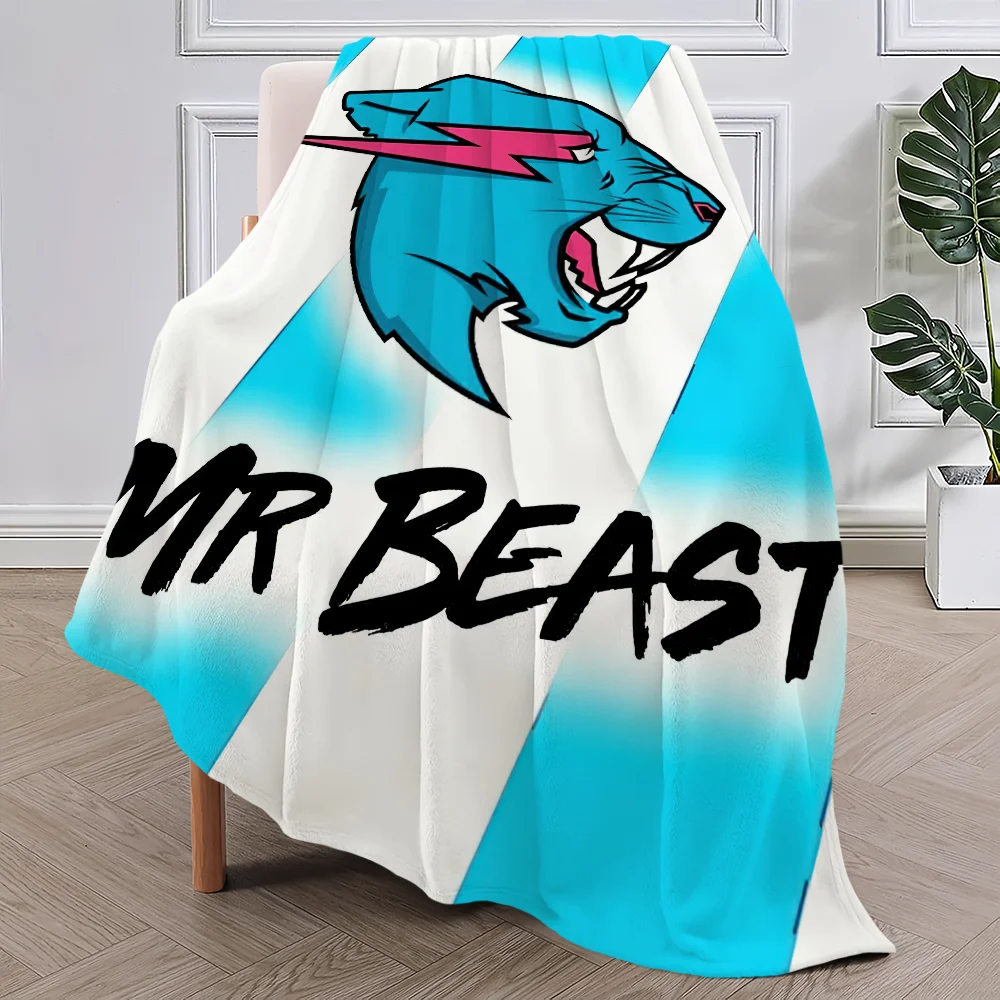 

Video Blogger Logo Blanket Plush Nap Sofa rug for Living M-MrBeast-ES Room Warm Office Bedroom Birthday Home Travel Kid Gifts