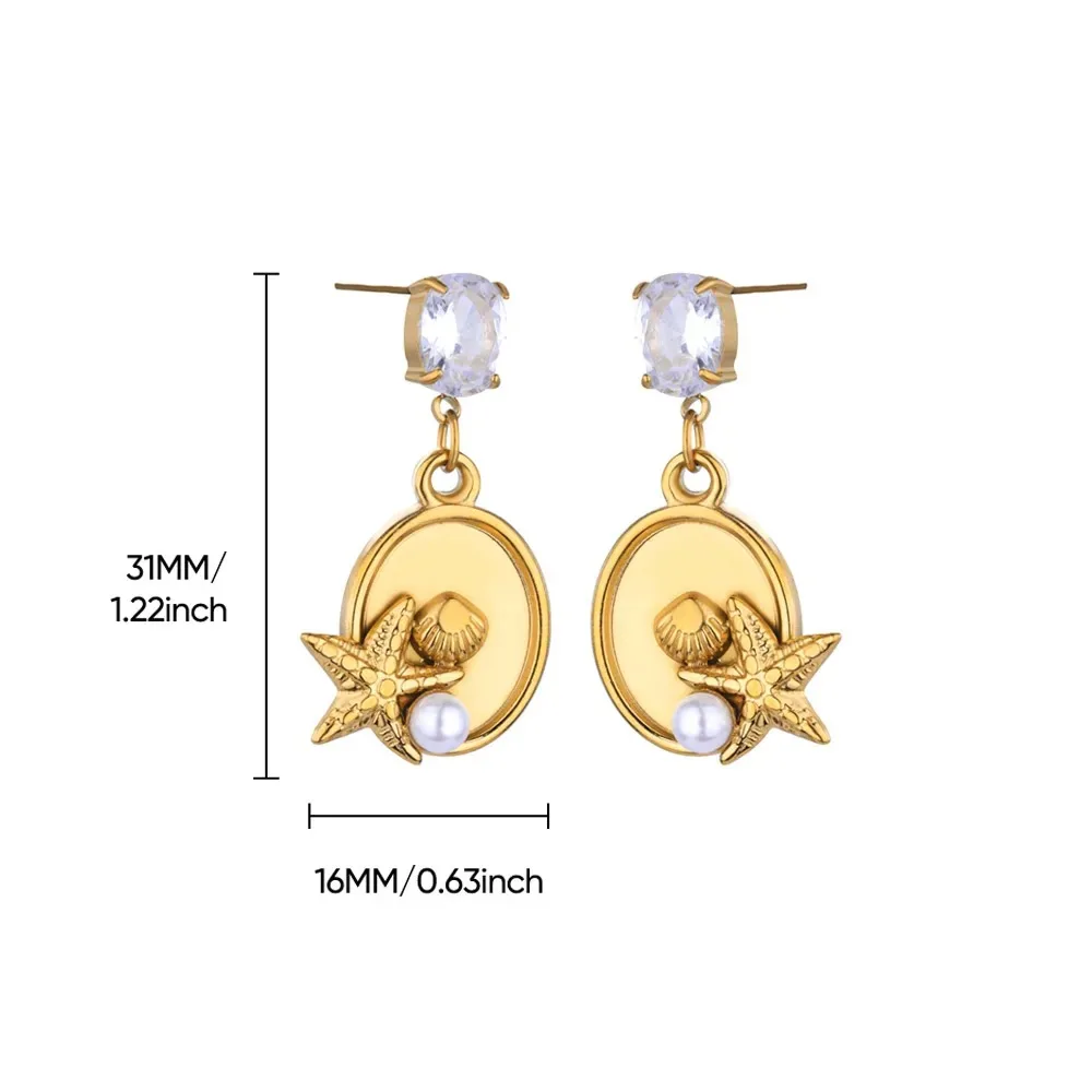 Vintage Zomer Zeester Rvs Stud Oorbellen Voor Vrouwen Eenvoudige Ster Shell Oorbellen Stud Oceaan Partij Sieraden Gift 2025