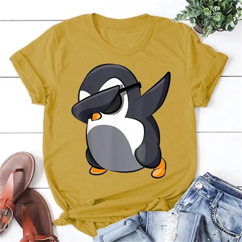 T-shirt manches courtes homme et femme, estival et décontracté, avec impression de Dab Penguins, de haute qualité