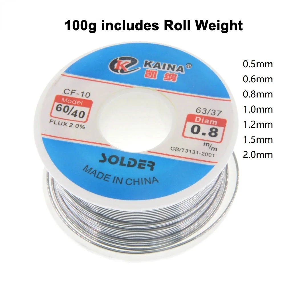 Alambre de Soldadura de Estaño 0.5/0.6/0.8/1.0/1.2/1.5/2.0mm en Rollo, con Núcleo de Resina Limpia, Tubo de Flujo para Soldar CF-10
