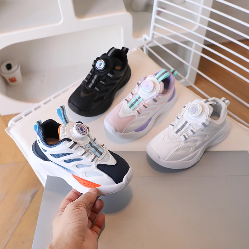 2025 أحذية رياضية للأطفال ربيع الخريف نمط جديد تنفس شبكة أحذية رياضية الدانتيل متابعة الأوسط كبير الاطفال المرأة احذية الجري #1