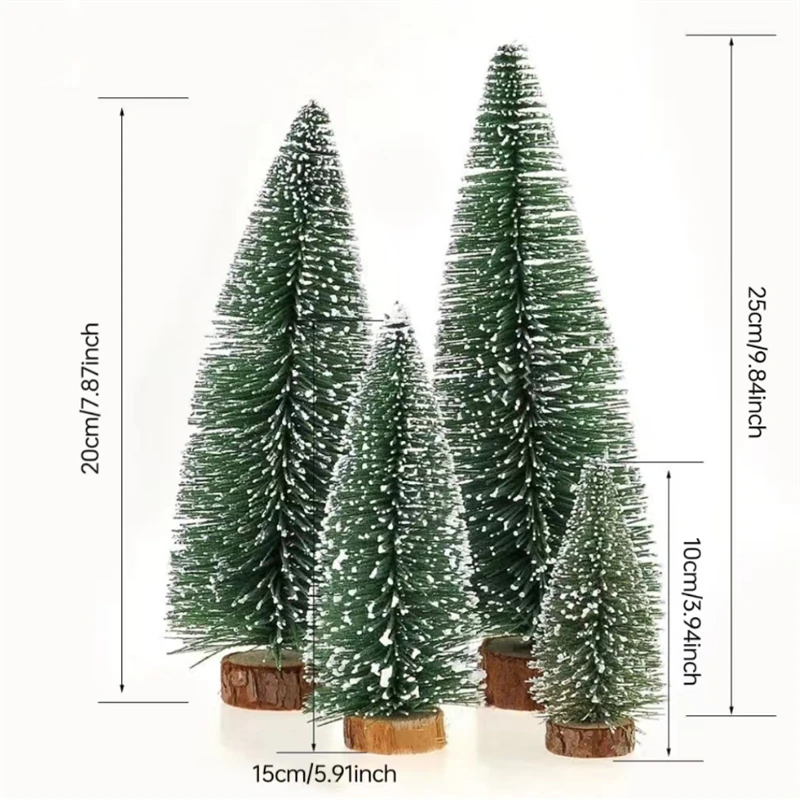 4pcs/Set Mini Pine Christmas Tree Artificial Tabletop Decorations Festival Plastic Miniature Trees New Year Decorations For Xmas