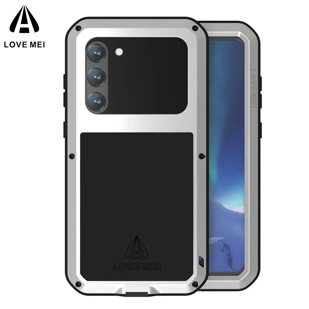 

LOVE MEI For Samsung Galaxy S23 Plus Metal Armor Case S22 S21 FE S20 Military Grade Shockproof Silicone Cover Built-in Protector