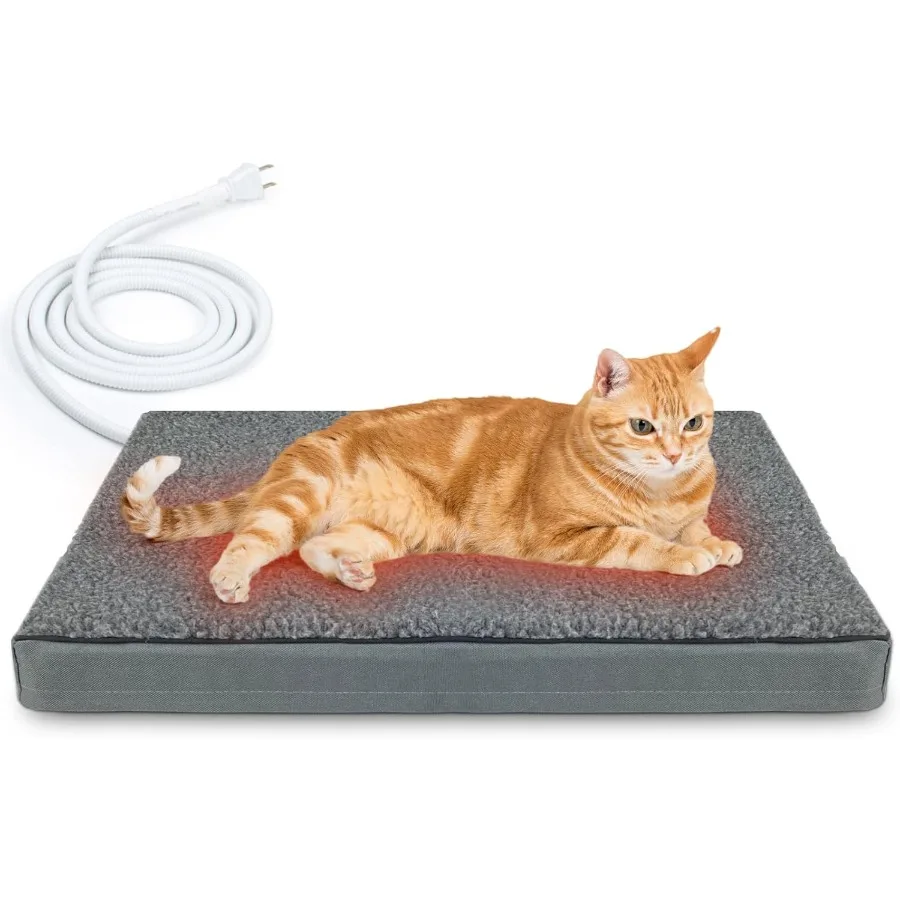 

Heated Pet Beds for Indoor/Outdoor Cat Dog Orthopedic Foam Warming Cat Beds Auto Temperature Control Washable Cover with Waterp