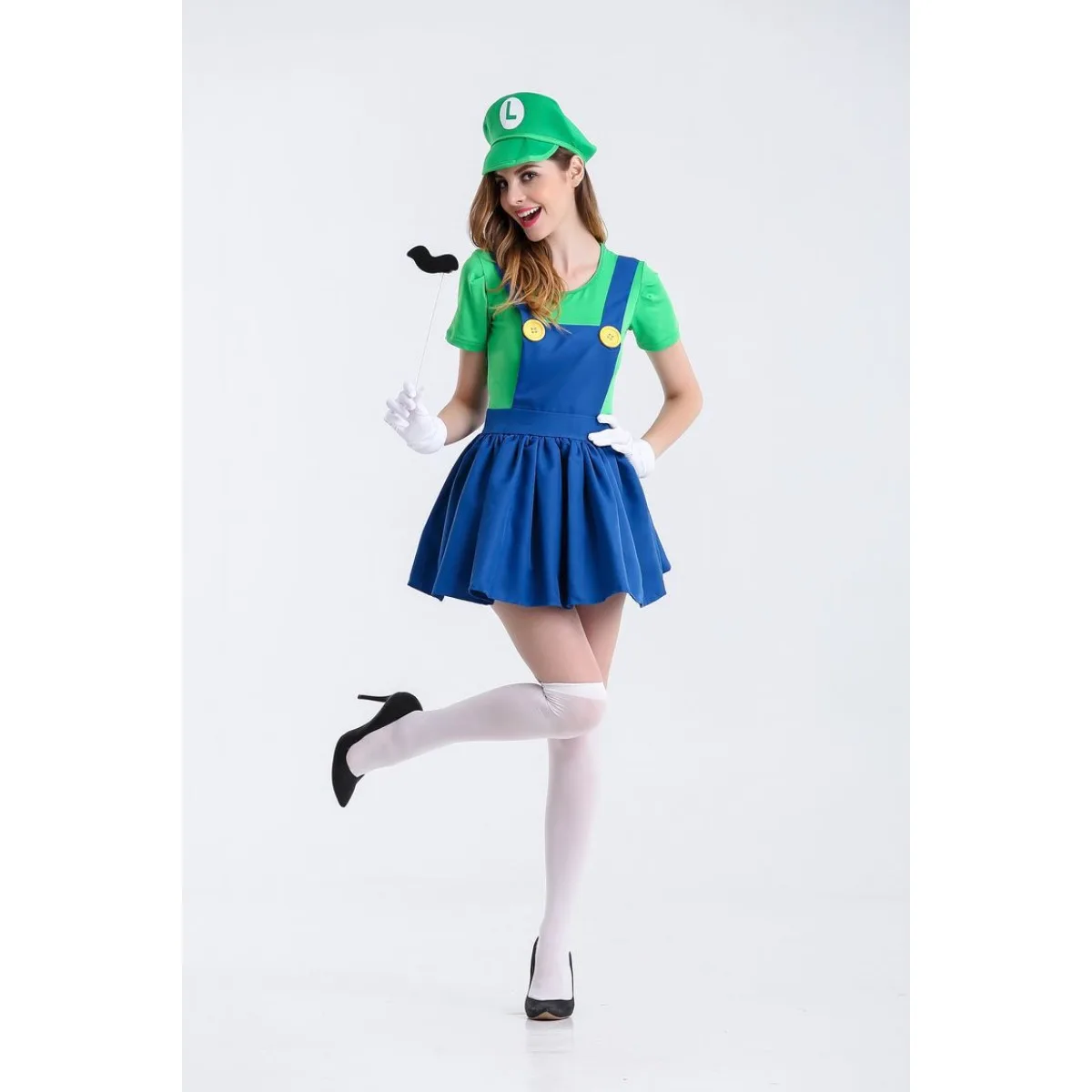 أزياء الهالوين للنساء البالغات، أزياء ماري التأثيرية، أزياء ماريو، أشرطة ملابس، تنورة، موضوع، بدلة لعب الأدوار للحفلات