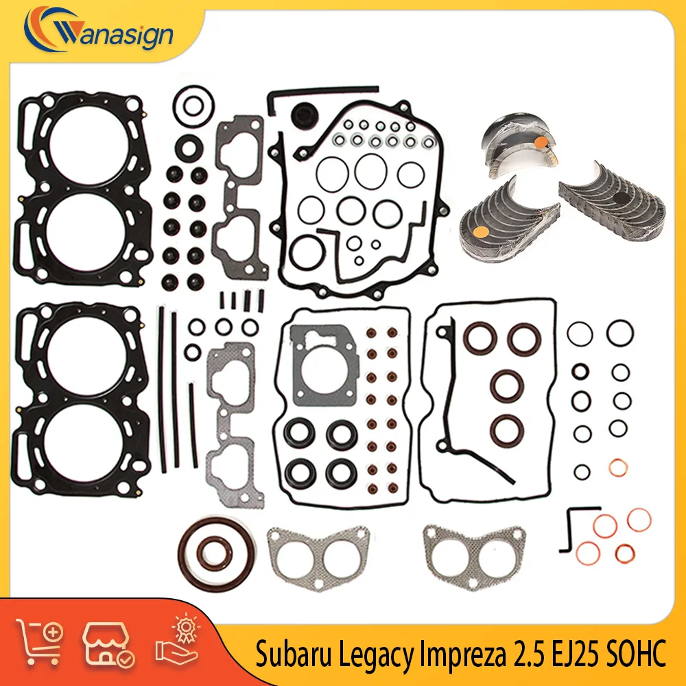 Auto Engine Parts Full Gasket Set Engine Bearing Kit For Subaru Legacy Impreza 2.5L EJ25 H4 GAS DOHC Turbocharged 1996-2014