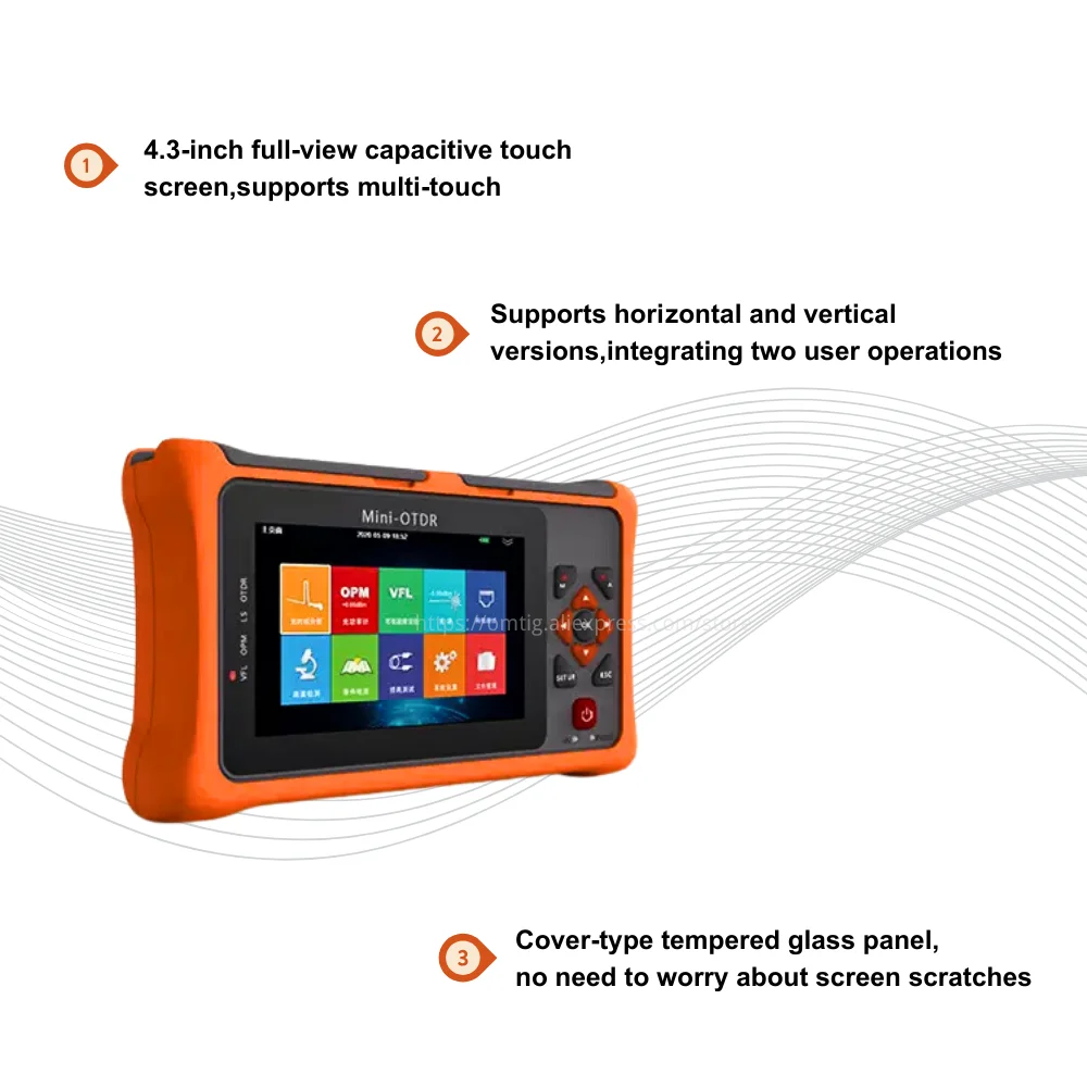 Mini OTDR 26/24dB Active Live Fiber Multifunctional Optic Reflectometer Touch Screen OLS VFL OPM Event Map Tester Cable Ethernet