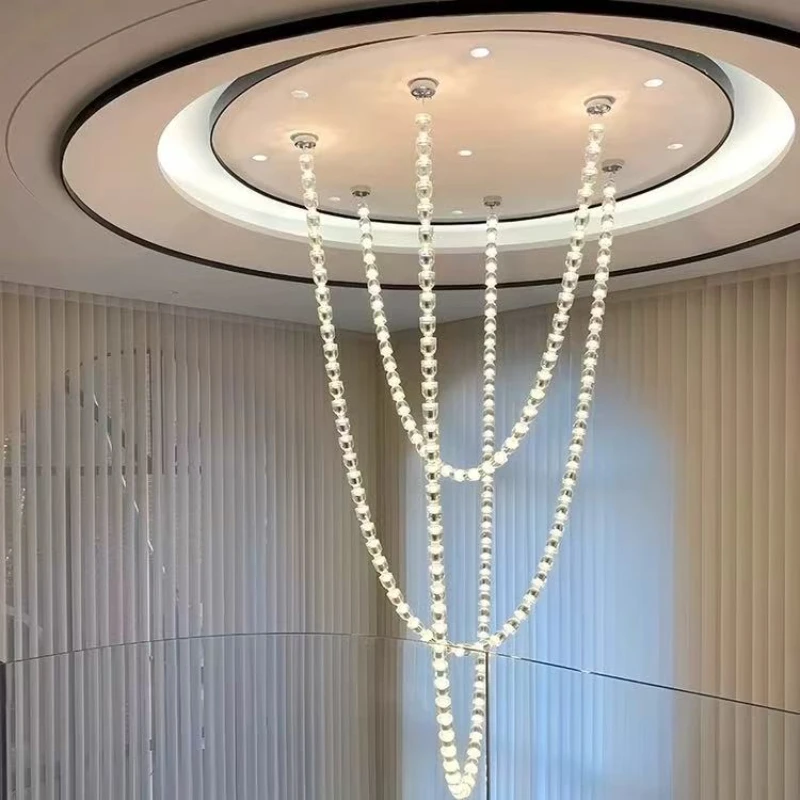 

2025 Modern Crystal Ceiling Light Dimmable Chandelier Adjustable Chain 3 Color Change Nordic Pendant Lamp for Living Room