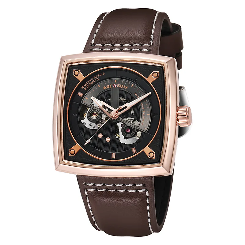 AOCASDIY brand men hollow automatic mechanical watch cross-border watch men waterproof belt watch**