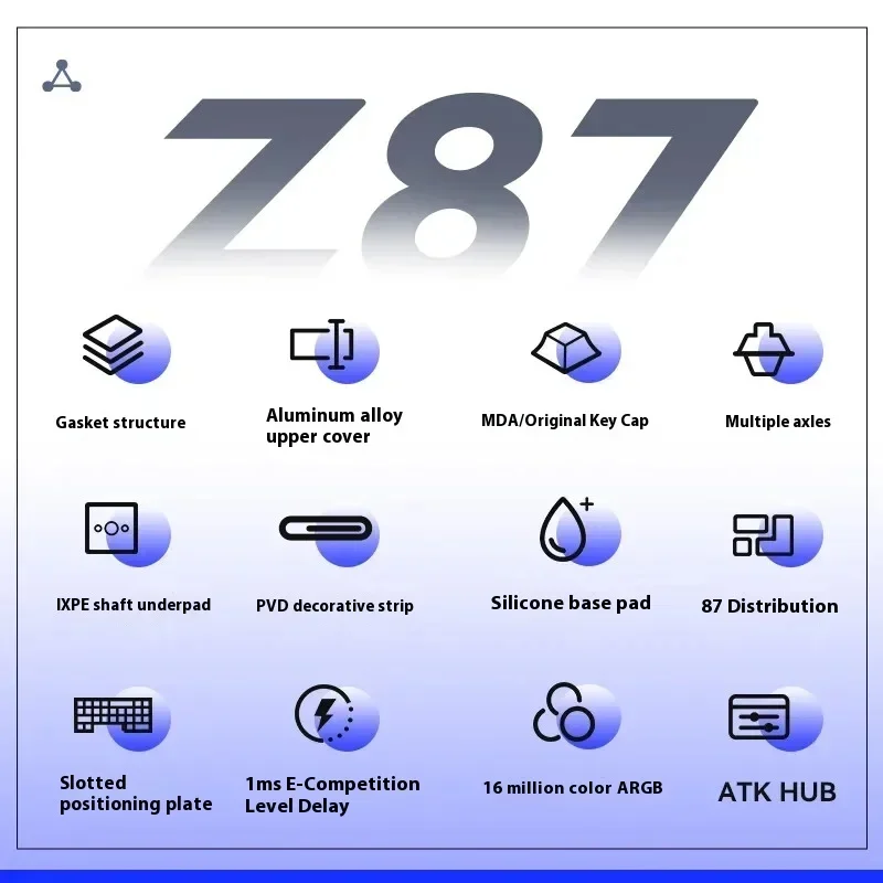 ATK Z87 Mechanical Keyboard Wireless Keyboard Semi-aluminum Tri-Mode Hot Swap Gasket Structure 87 Key PC Accessories Gamer Gift
