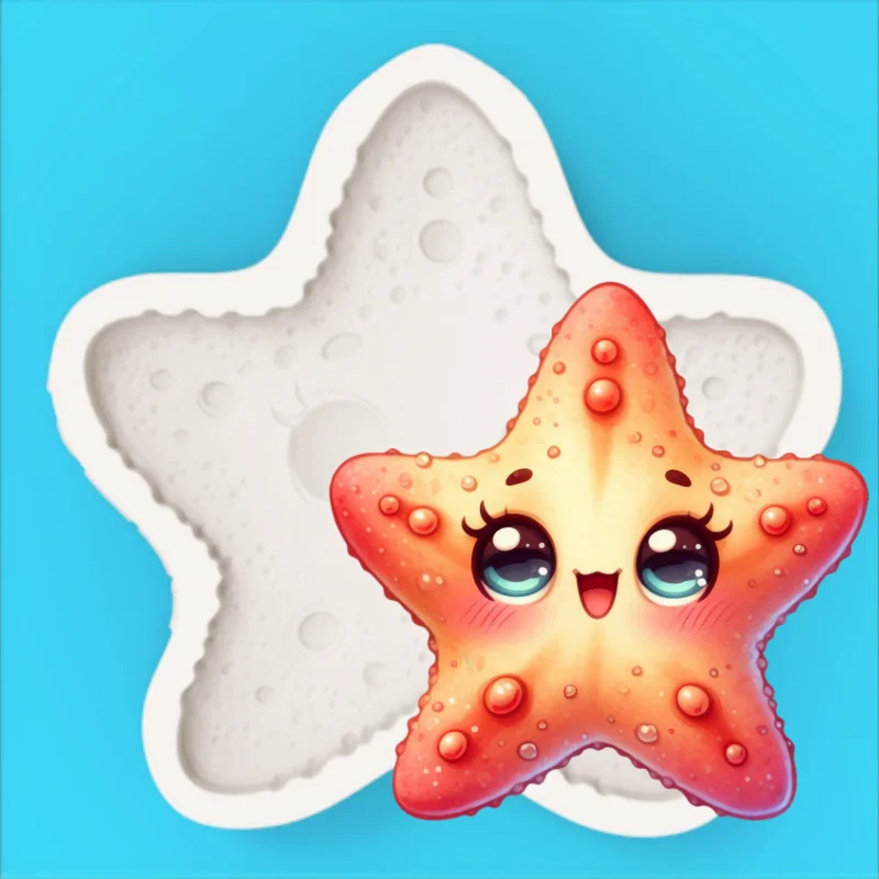 Cute Starfish Baking Mold, Chocolate Fondant Embossing Tool, Ocean-Themed Dessert Chocolate Decoration DIY Silicone Mold