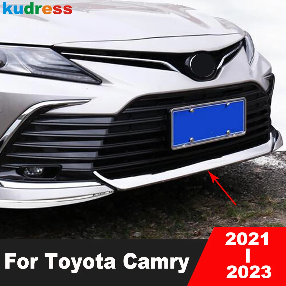 

Для Toyota Camry 2021 2022 2023: Хромированная накладка на нижнюю часть переднего бампера, рамка нижней решетки, аксессуары