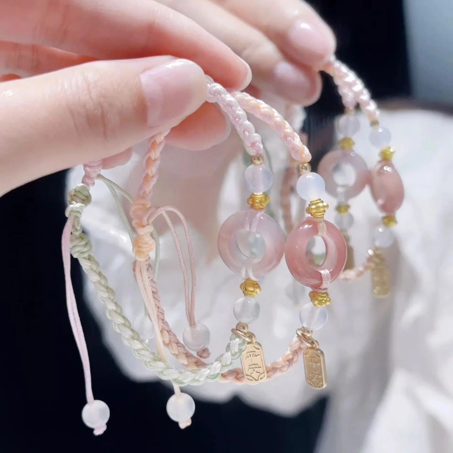 Steel Fun Jewelry Handwoven Ping An Buckle Women Bracelet New Chinese Ethnic Style Hand Chain for Girl Friendship Gift Wholesale