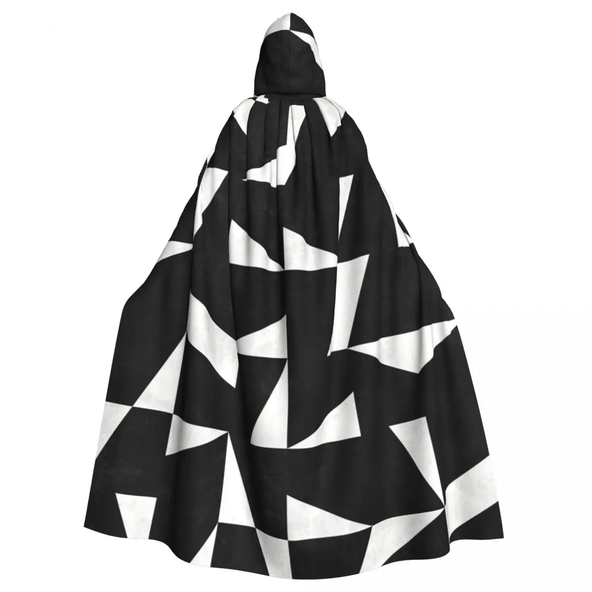 Mid-Century Modern Black And White Concrete Hooded Cloak Halloween Party Cosplay Woman Men Adult Long Witchcraft Robe Hood