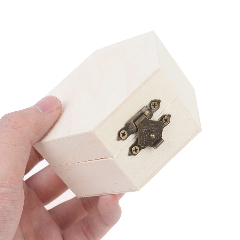 Hexagonal Shaped Wooden Storage Box Jewelry Wedding Gift Box Jewelry Display