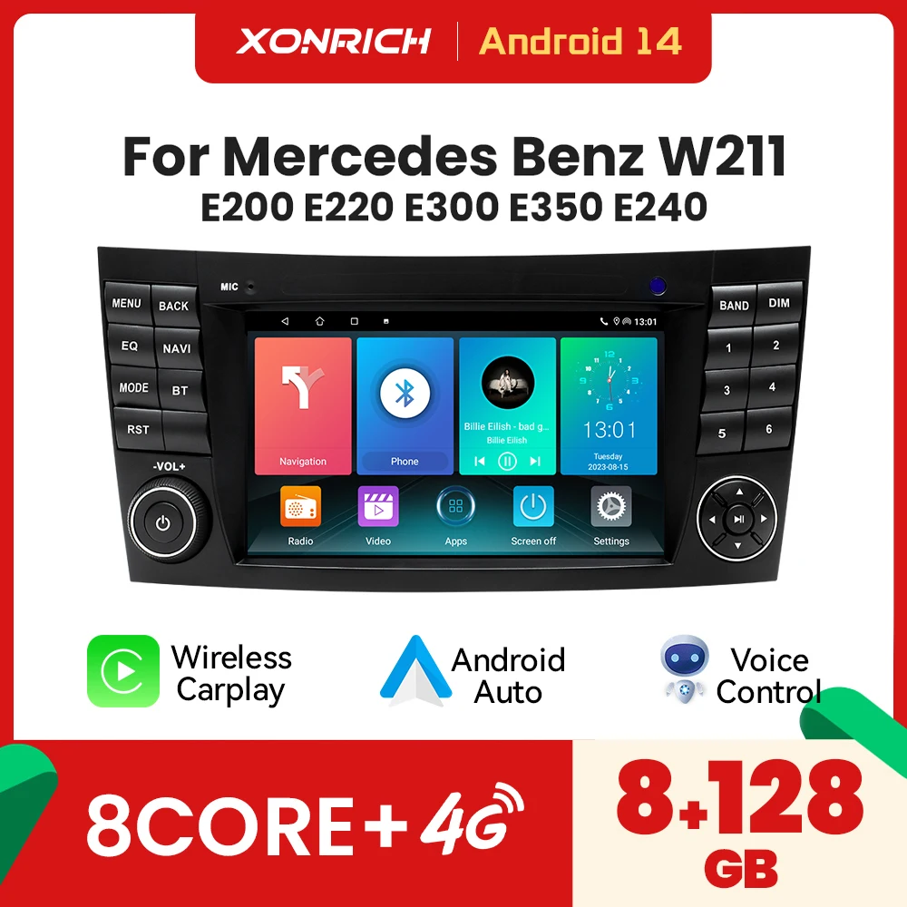 Autoradio stéréo sans fil CarPlay Android pour Mercedes Benz Classe E W211 CLS W219 E200 E220 E300 E350 Navigation GPS Multimédia