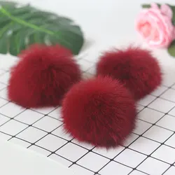 5pcs/lot 8cm Natural Real Fox Fur Ball Pom Pom Fluffy Genuine Fur Pompom DIY Winter Hat Skullies Beanies Knitted Cap Pompoms f86