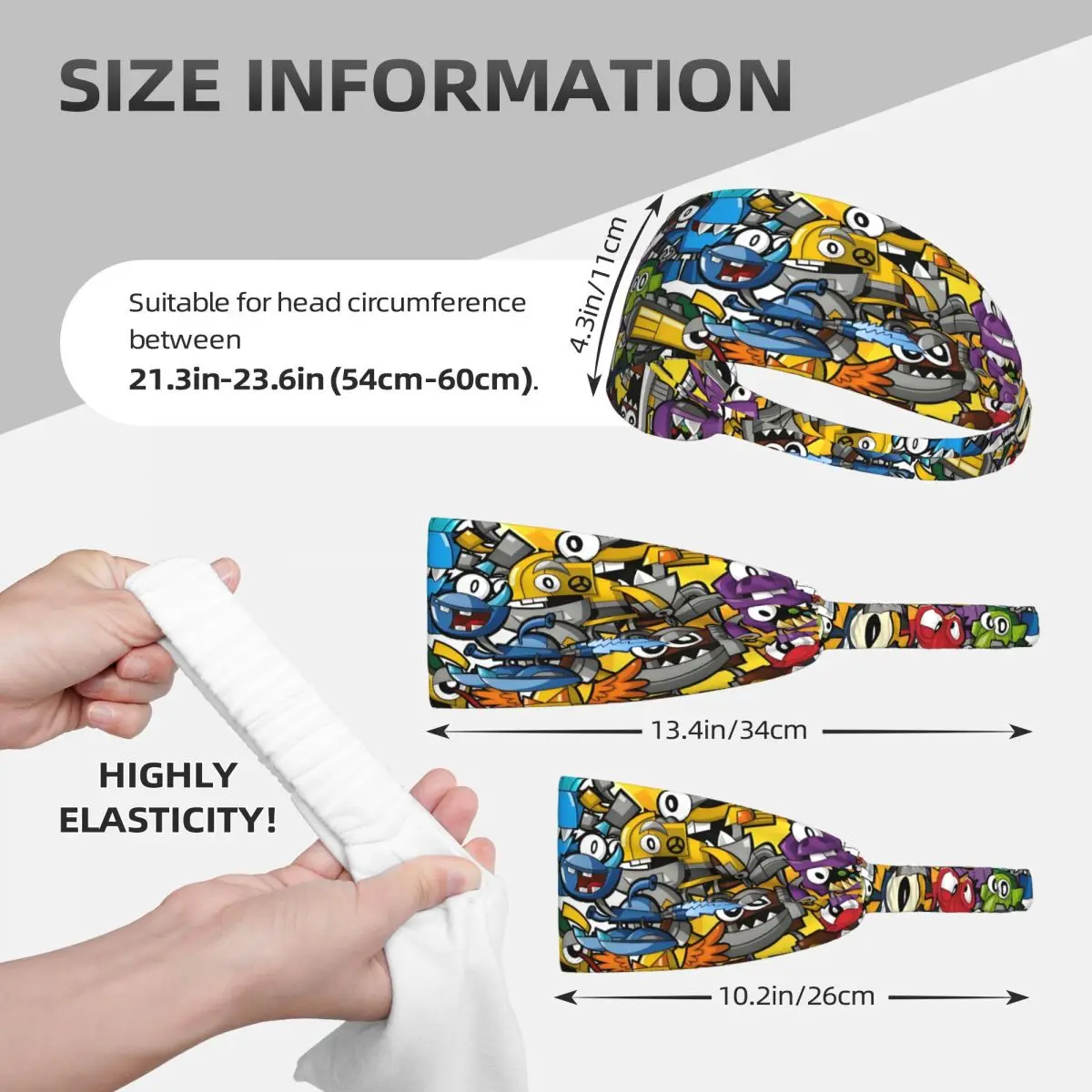 عصابة رأس رياضية كرتونية من Game Mixels للرجال والنساء، عصابة رأس رياضية مرنة ماصة للرطوبة والتلفزيون الرسوم المتحركة الأمريكية