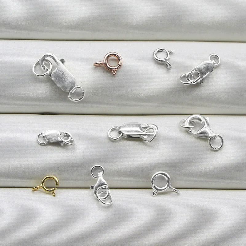925 sterling silver button necklace button lobster button S M button silver DIY accessory bracelet accessories