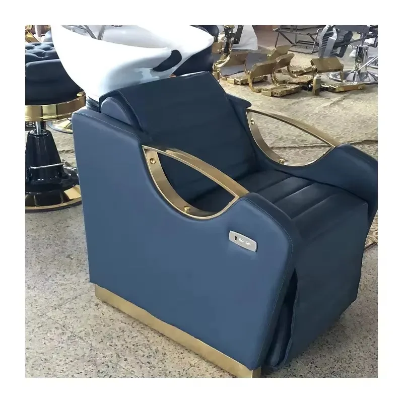 Electric Shampoo Chair Ceramic Shampoo Bowl Hair Washing Station for Barber Shop Beauty Salon Bathroom