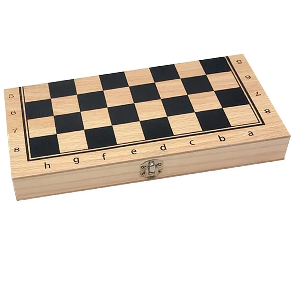 

Traditional Wood Chess Set Folding Storage Board International Chessboard for Kids Intelligence Development
