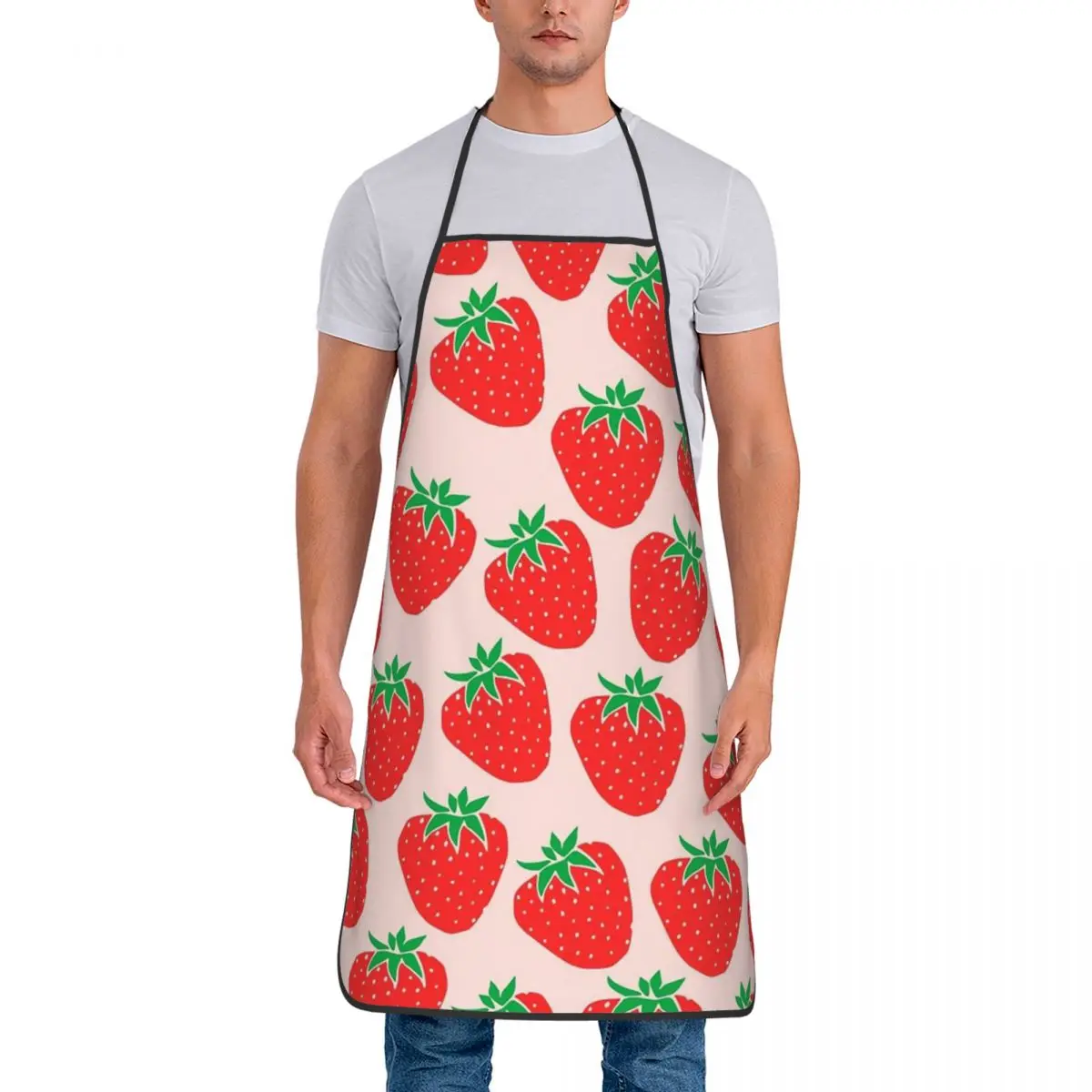 Custom Bib Cute Aprons for Men Women Unisex Adult Chef Kitchen Cooking Strawberry Tablier Cuisine Baking