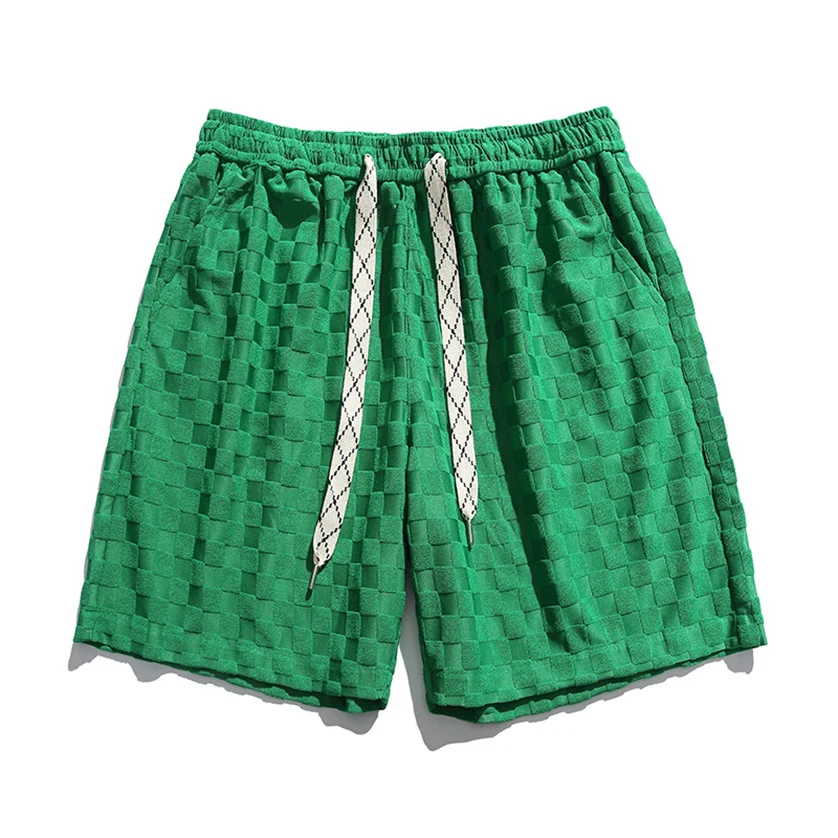 

Trendy Ice Velvet Chboard Pattern Men's orts Spor Outerwear Five-Quarter Length Comfortable Loose Fit Summer Casual Pants