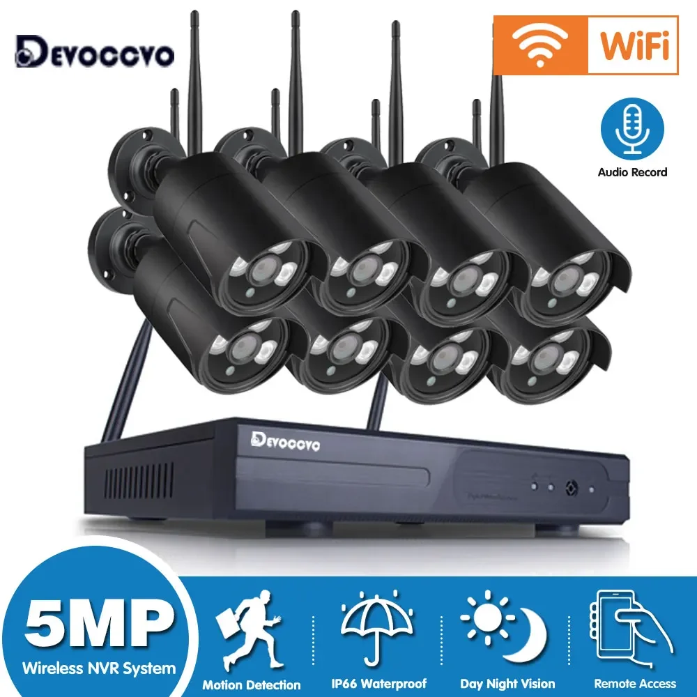 5MP WiFi Video Surveillance Camera System 10CH P2P NVR Outdoor Waterproof CCTV Bullet Camera Security Kit 8CH Wireless NVR Kit