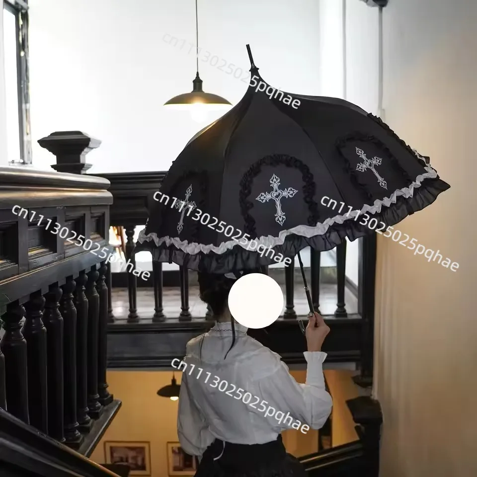 [Contract Cross] Original Dark Gothic Lolita Pagoda Umbrella Sunscreen Vinyl Umbrella