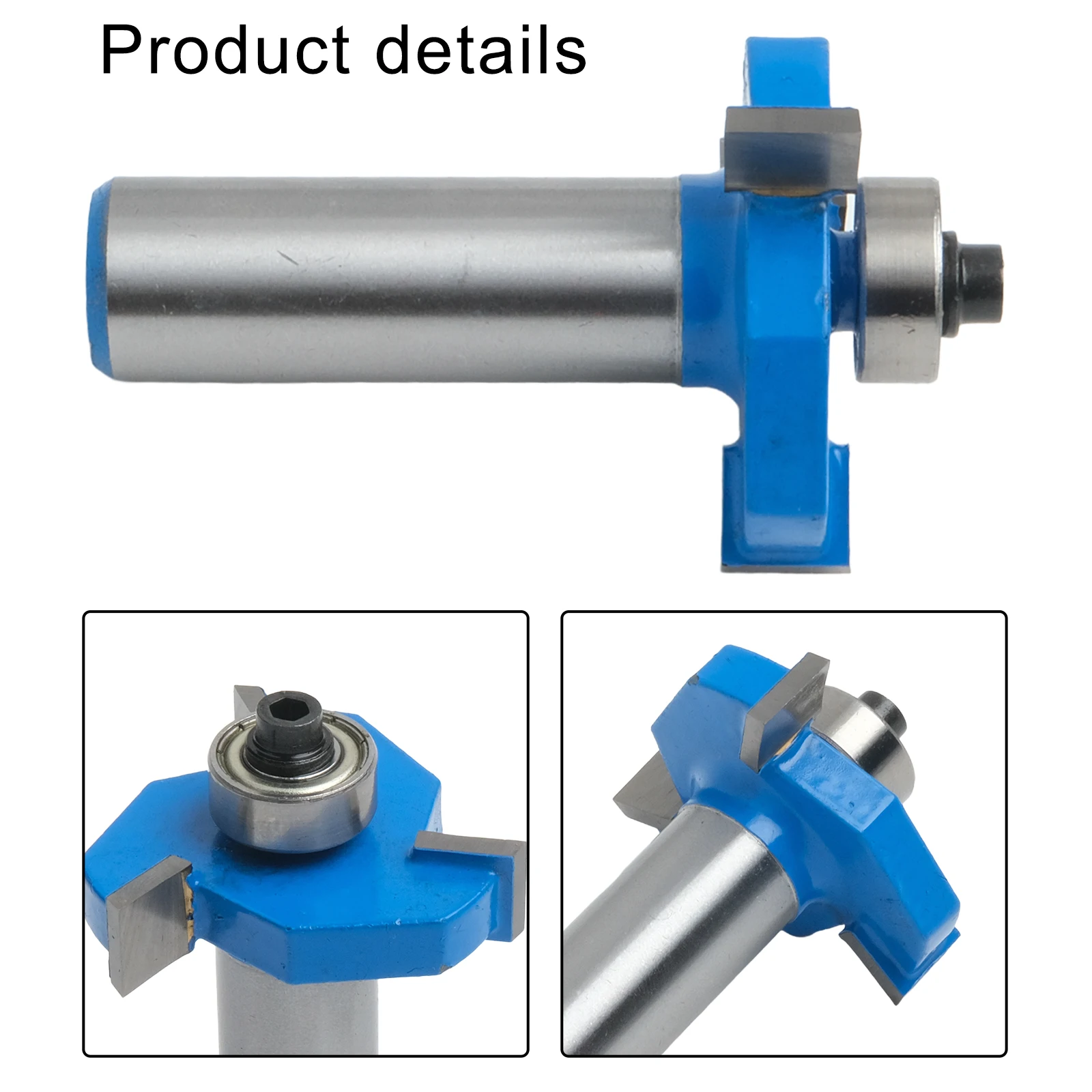 Punta per fresa per rabbet con scanalatura a T, gambo da 1/2 pollice, 3 ali, lavorazione del legno, fresa per scanalatura, punta per router, attrezzature per officina, utensili elettrici