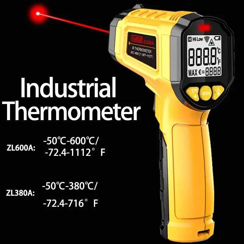Termómetro infrarrojo Digital, termómetro láser, pistola pirómetro, medidor de temperatura láser sin contacto, herramientas de medición-50 ~ 600 ℃