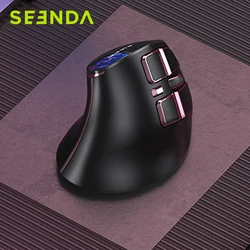 Seenda Vertical Ergonomic Wireless Mouse Rechargeable Bluetooth 5.0 3.0 2.4G USB Mice for Computer Laptop PC Mac iPad Office