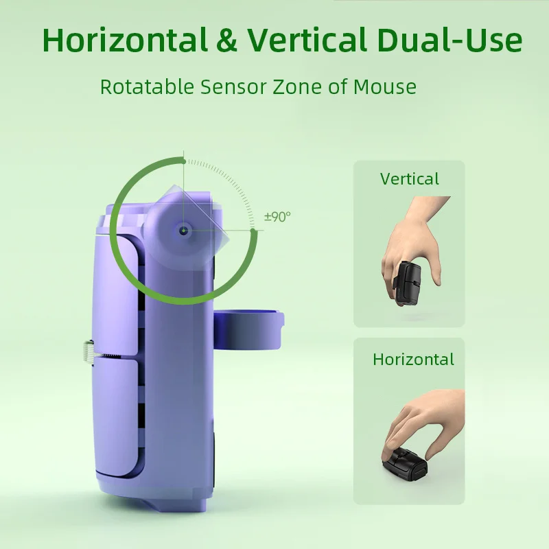 Horizontal & Vertical Dual-Use Finger Mouse Dual-Mode & Rechargeable Multi-system Compatible Rotatable Sensor Zone Mini Mause