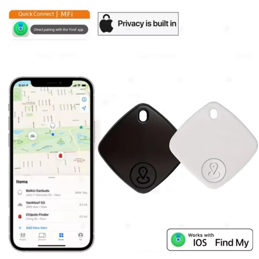 Dispositivo Rastreador GPS Inteligente con Bluetooth, Funciona con la Aplicación IOS Find My, Dispositivo Antipérdida, Localizador, Rastreador de Llaves de Coche, Mascotas y Niños