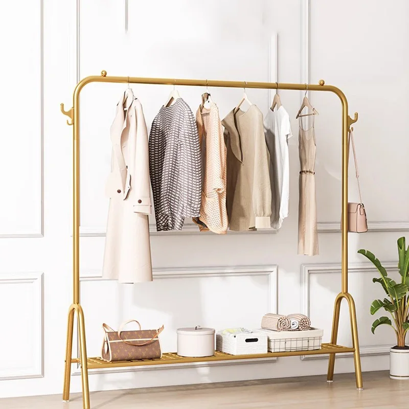 Gold Metal Clothes Rack Minimalist Floor Bedroom Shoe Shelves Clothes Rack Storage Clothing Stendibiancheria Nordic Furniture