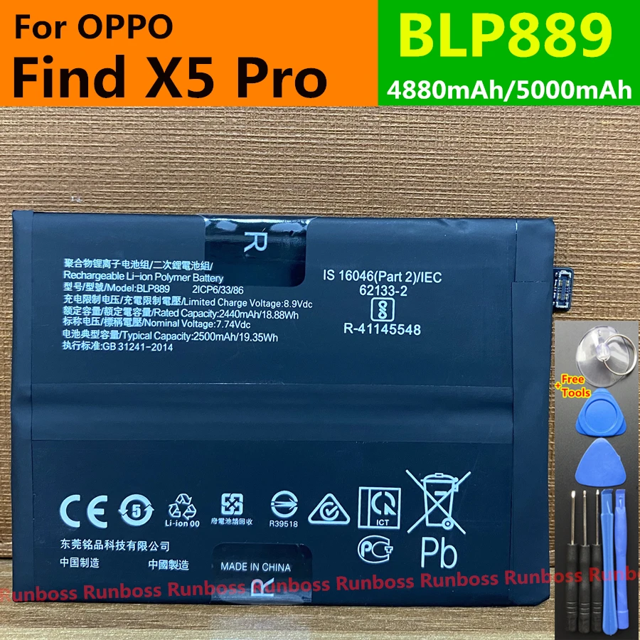 New Original 5000mAh BLP889 High Quality For OPPO Find X5 Pro X5Pro Mobile Phone Battery