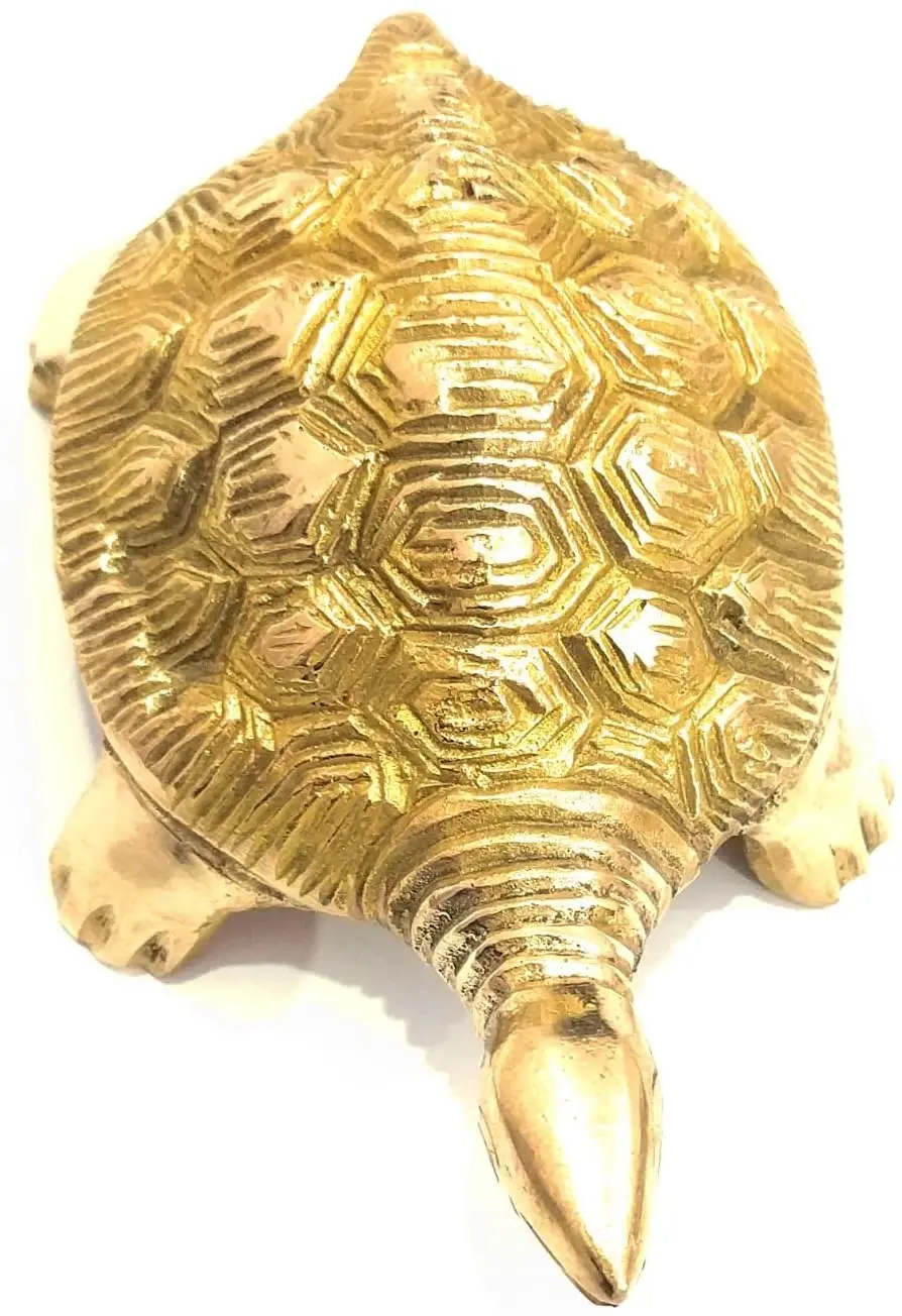 

athizay Tortoise Statue Brass Virgin Metal Gold Finish Turtle Table Decor Figurines Yantra Beneath showpiece for Living Room |