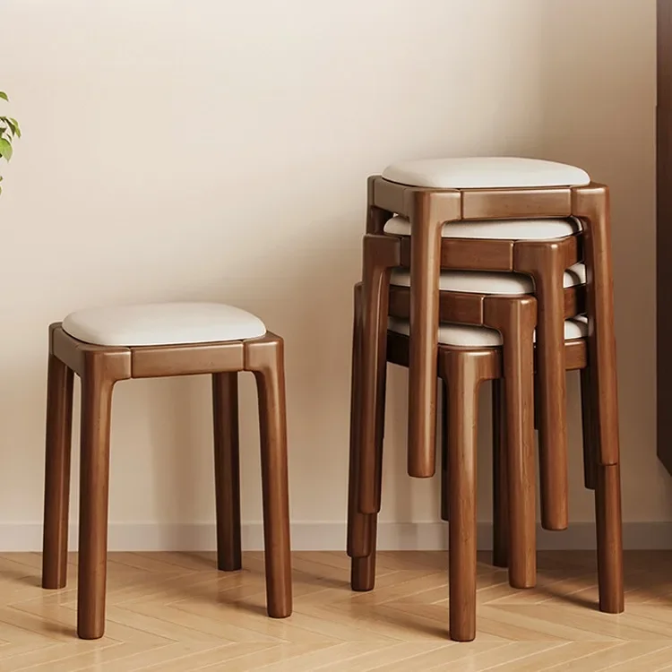 

Soft-packed Bench, Cloud-based Sitting Experience, Restaurant High Stool, Stackable Solid Wood Stool, Home Bedroom Small Stool