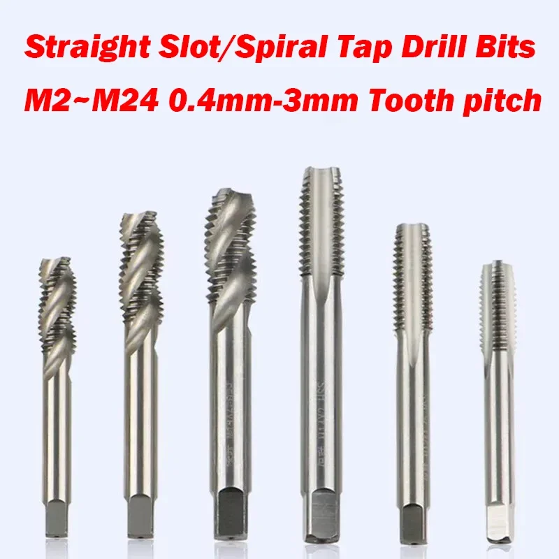 

1Pcs M2- M24 0.4mm-3mm Tooth Pitch HSS Metric Machine HSS Thread Tap Straight / Spiral Slot for Stainless Steel