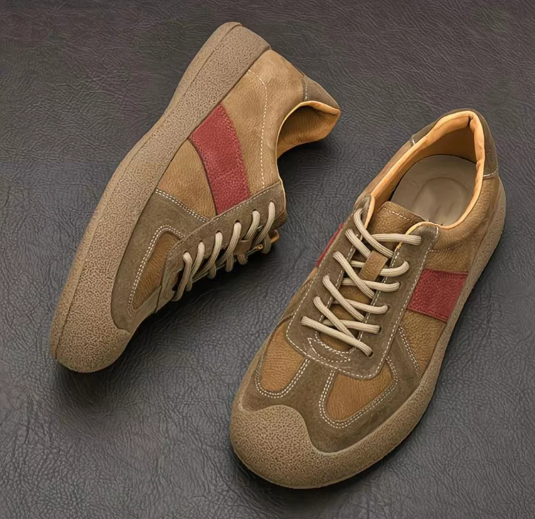 LIHUAMAO distressed leather shoes cow leather outdoor men work shoes footwear hiking Climbing camping sneaker casual sport
